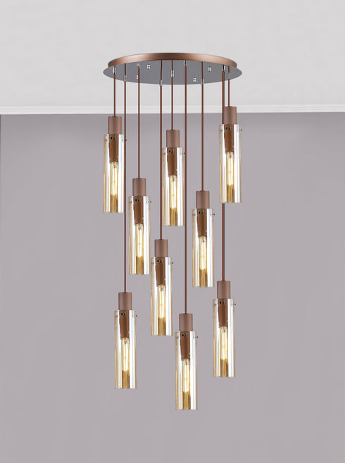 Brooks Slim Round Pendant 9 Light